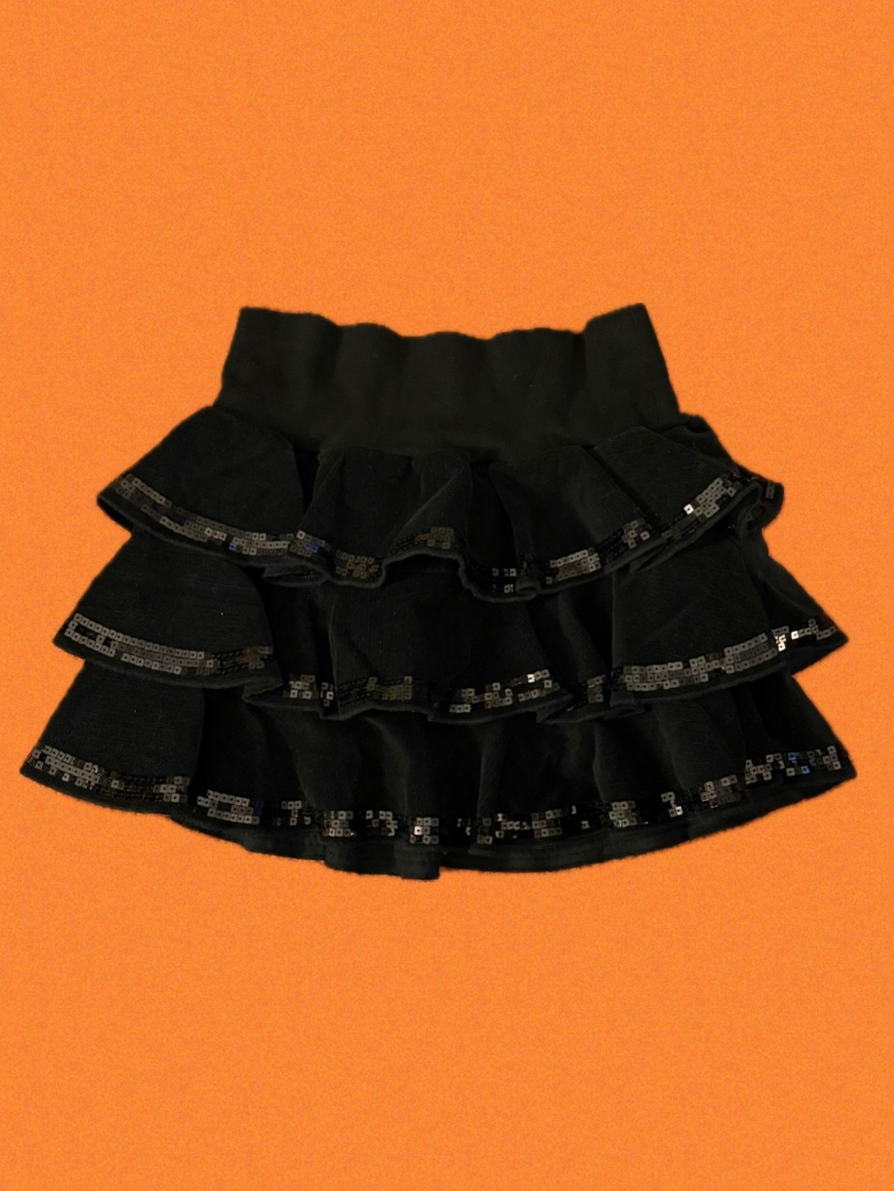 Corduroy Skirt with Ruffles and Sequins